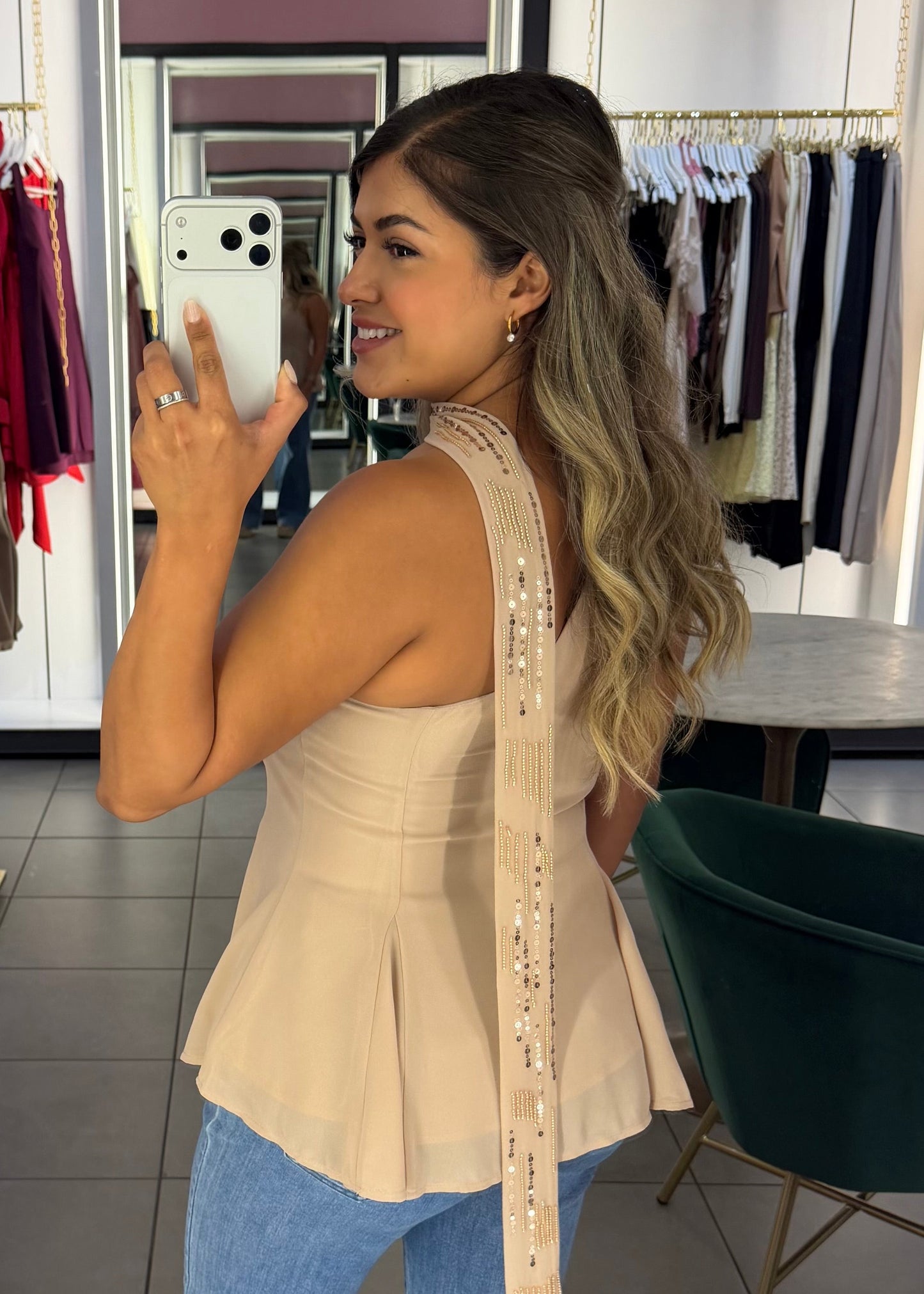 Lia Peplum Scarf Top