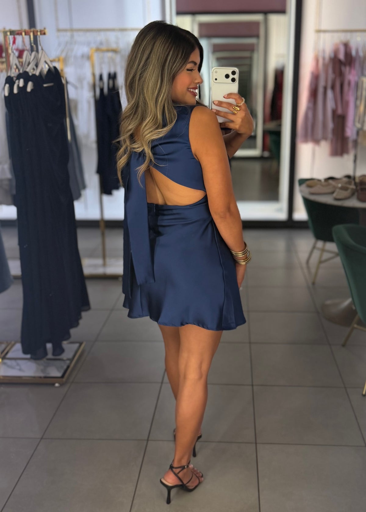 Lisa Back Tie Detail Mini Dress