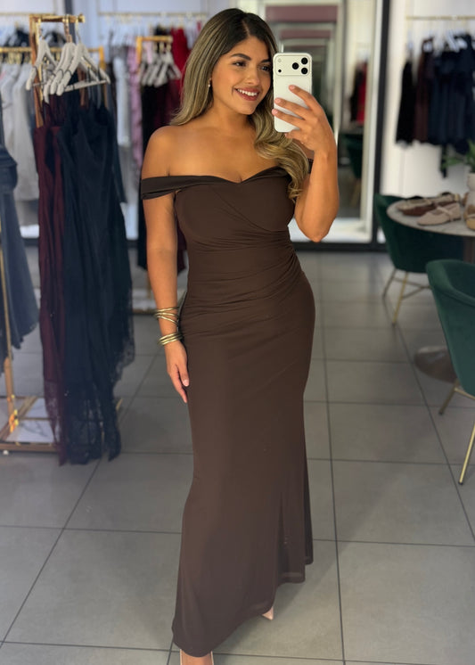 Espresso Elegance Formal Dress