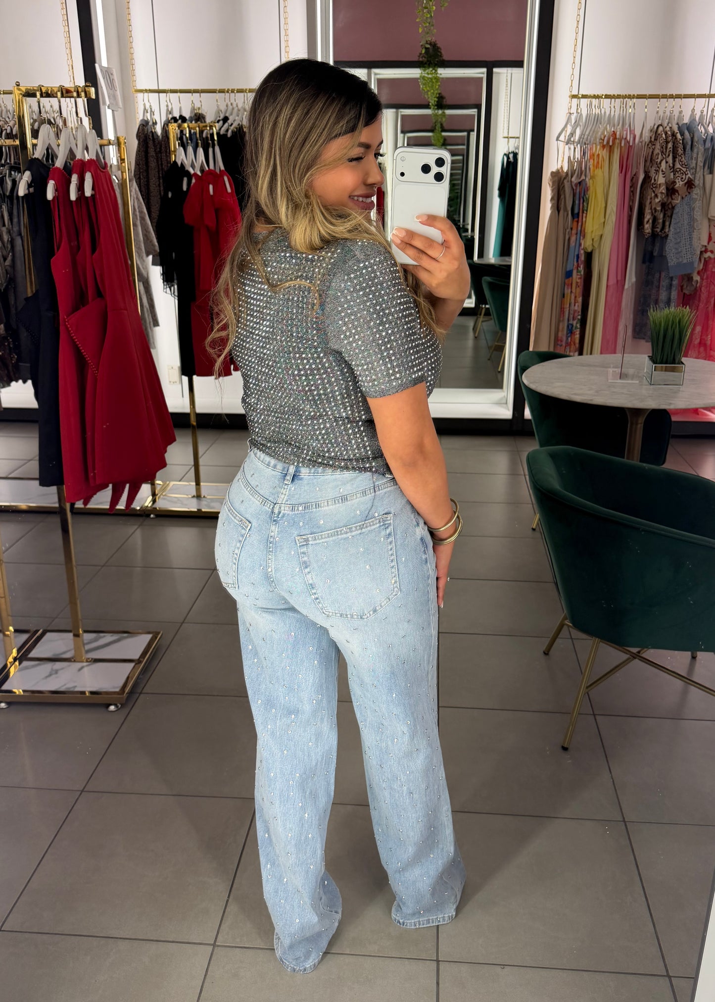 Mila Rhinestone Denim Jeans