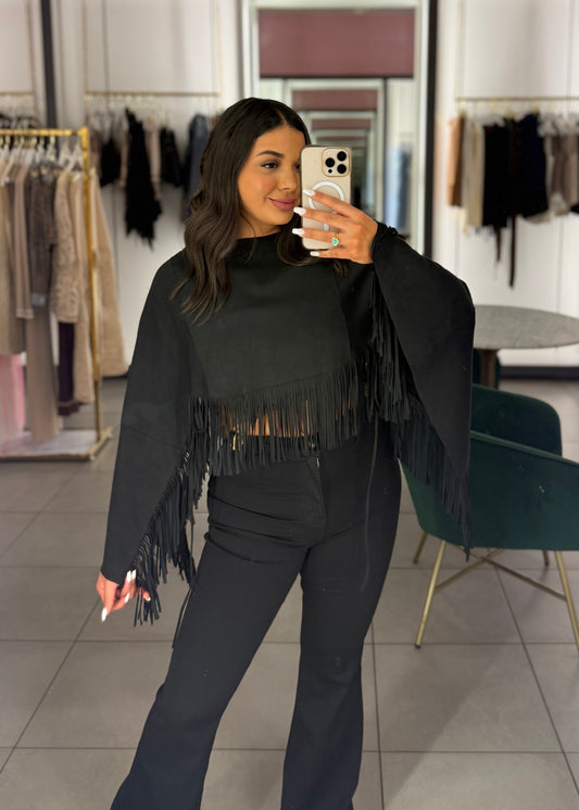 Brandy fringe cape