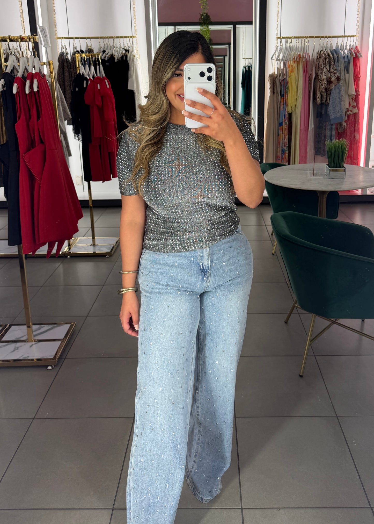 Mila Rhinestone Denim Jeans