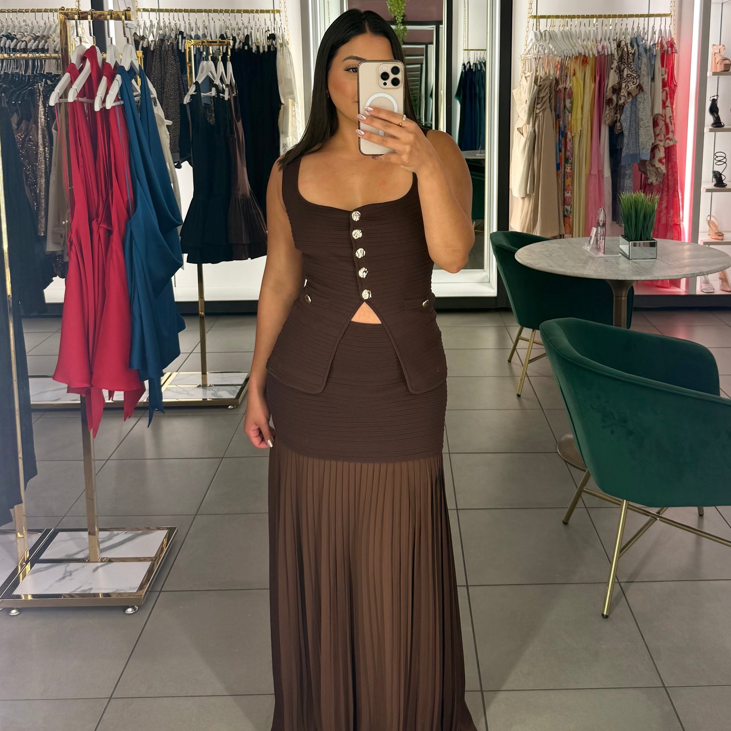 Brielle Pleated Skirt Set- More Colors