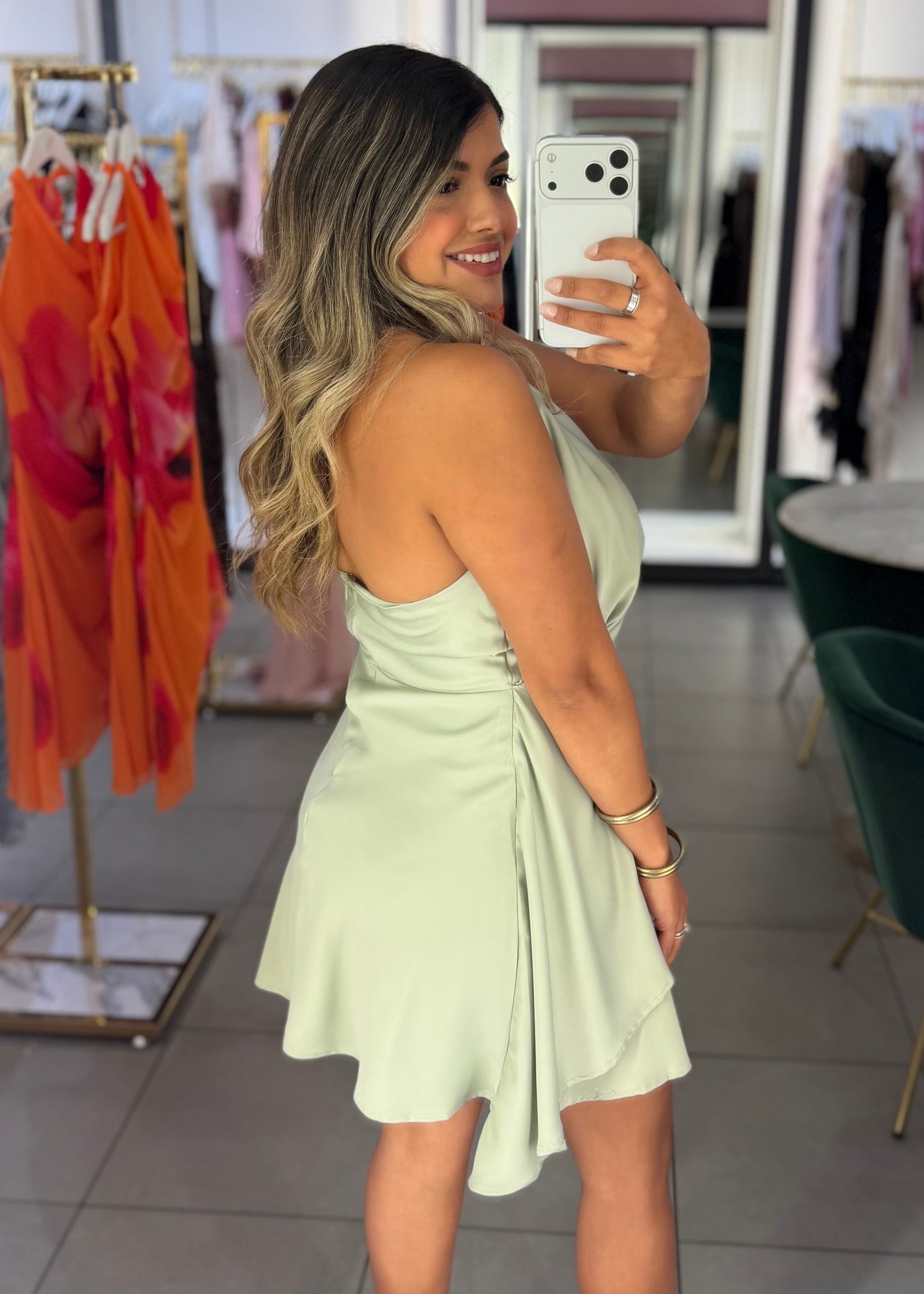 Eva Satin Halter Dress