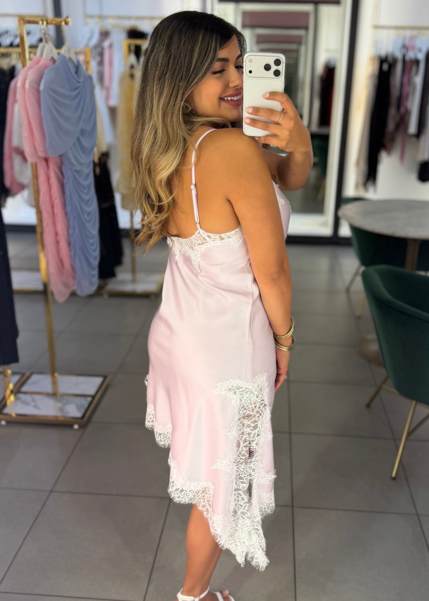 Lucy Lace Trim Dress-Lavender