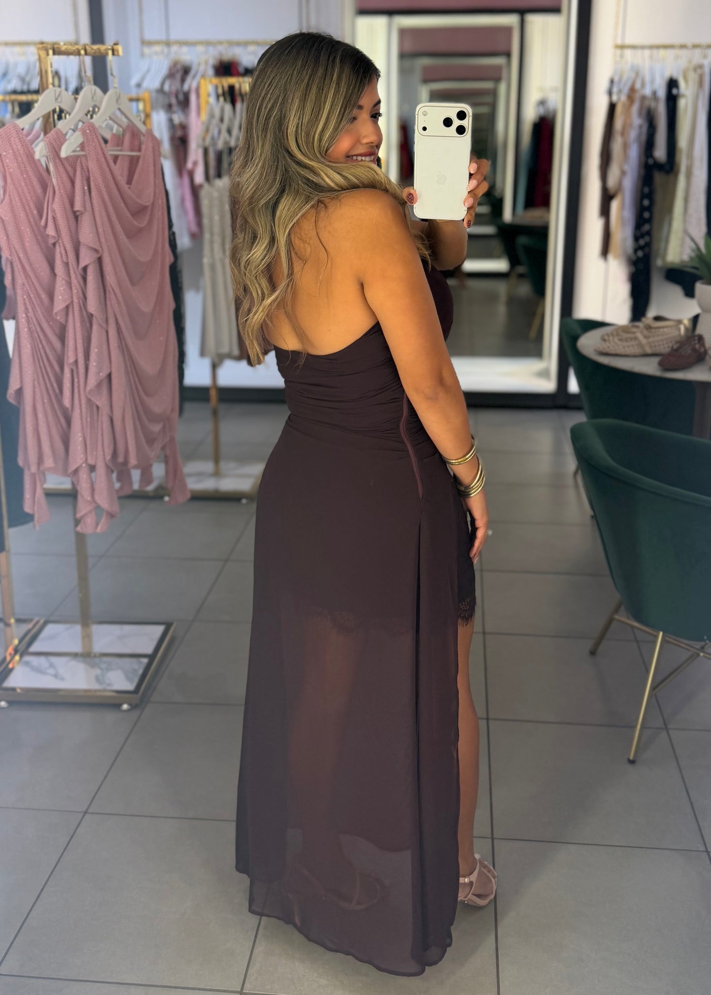 Luxe Lace Slit Dress