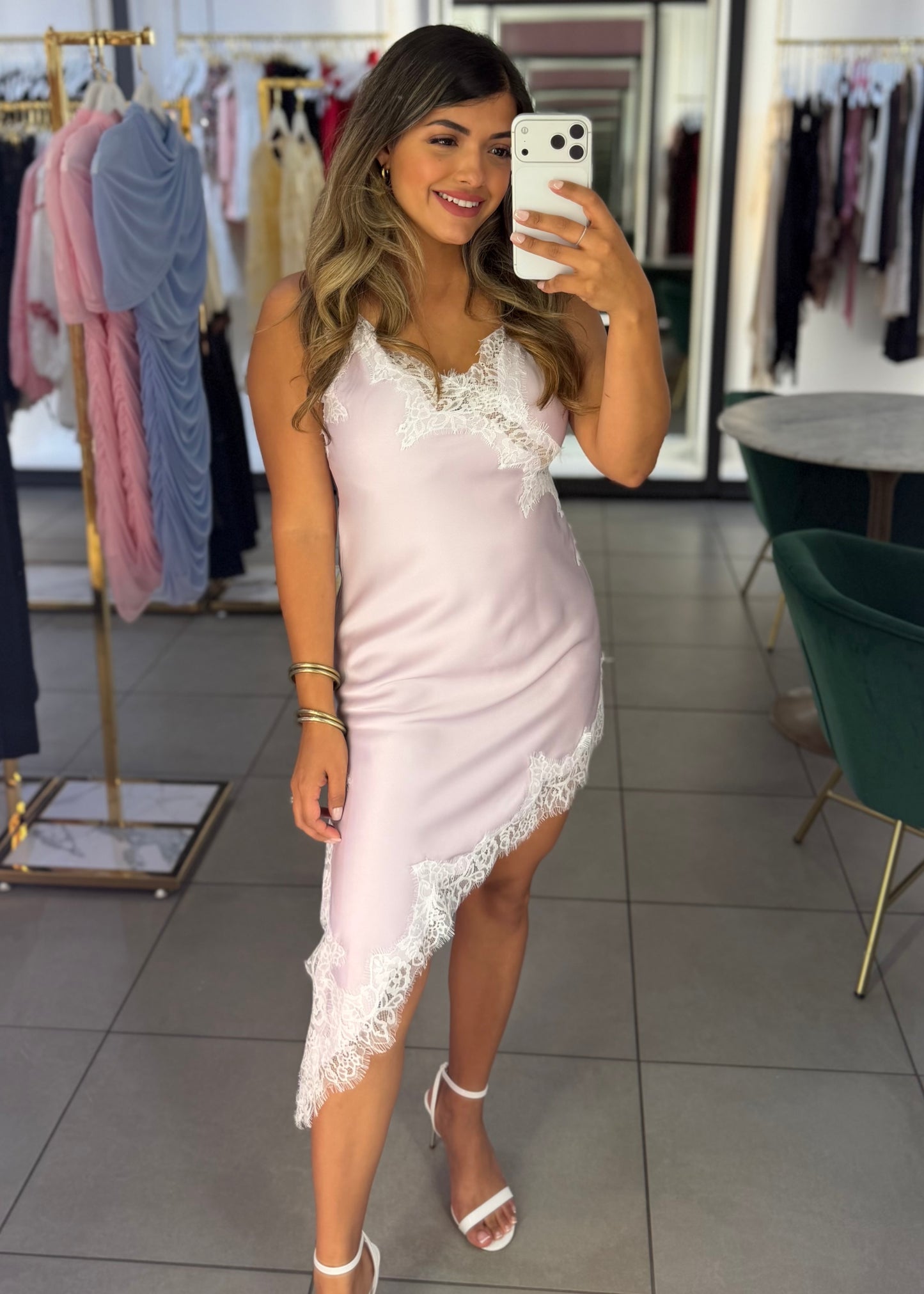 Lucy Lace Trim Dress-Lavender