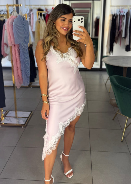 Lucy Lace Trim Dress-Lavender
