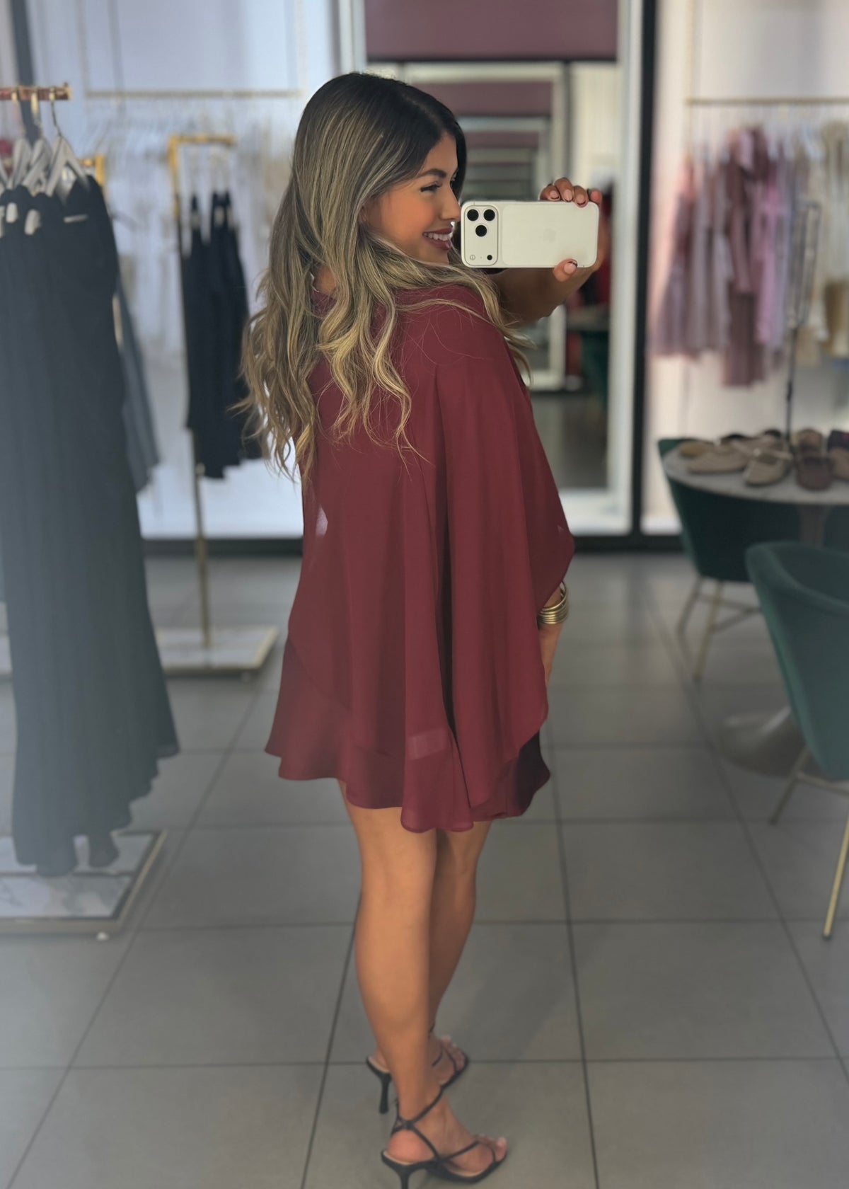 Leila Sheer Cape Mini Dress