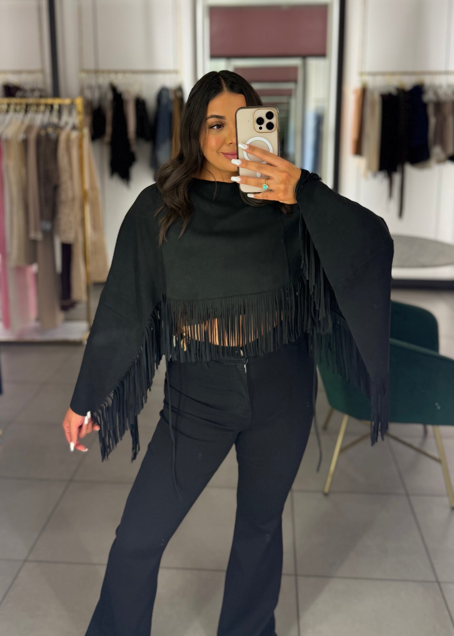 Brandy fringe cape