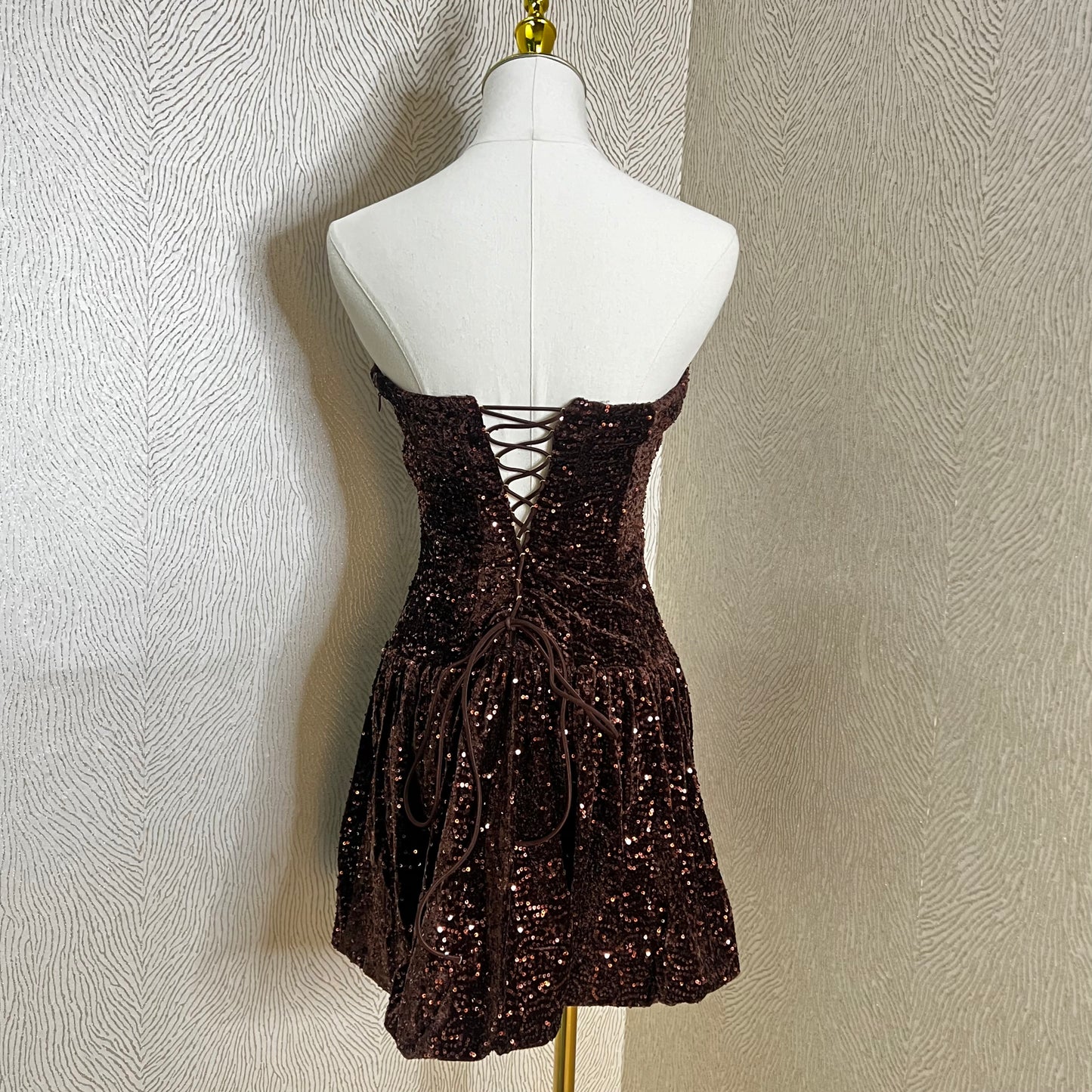 Kaylee Sequin Dress-BROWN